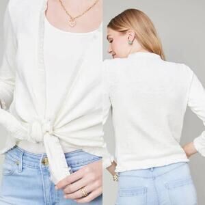 Spartina 449 ivory Pearl White open front Clara Convertible cardigan ladies L